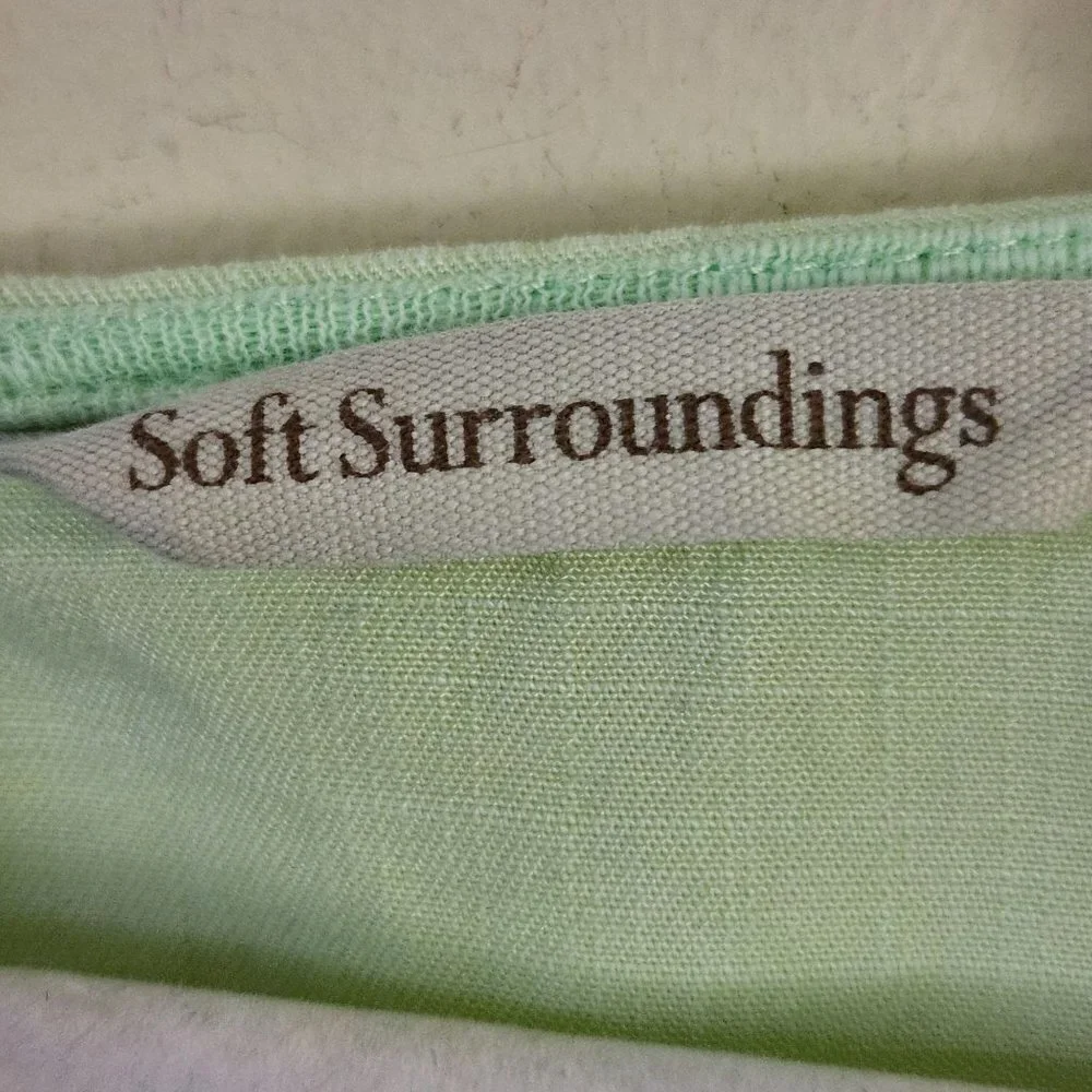Soft Surroundings Oakleigh Margarita Green Tired Bell Sleeve Top Size M